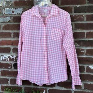 J. Crew Perfect Shirt in Pink Gingham